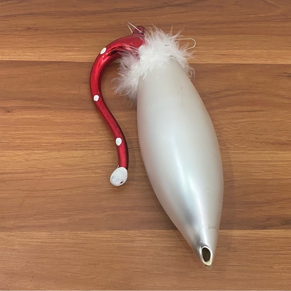 Vintage 11” Large Handblown Fur Hat Santa Christmas Holiday Ornament - Picture 12 of 16